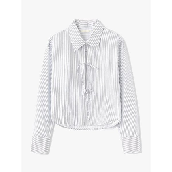 (우먼)프론트 리본 스트랩 셔츠 화이트