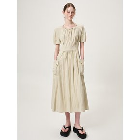 Neck String Pocket Dress, Light Khaki