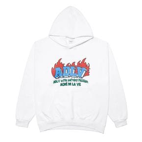 FIRE LOGO HOODIE WHITE - 파이어 로고 후드