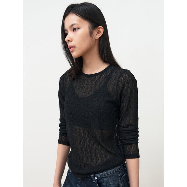 시스루 스템 레이스 롱 슬리브 [black]