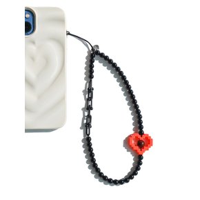 Black Orange Heart Wrist Phone Strap