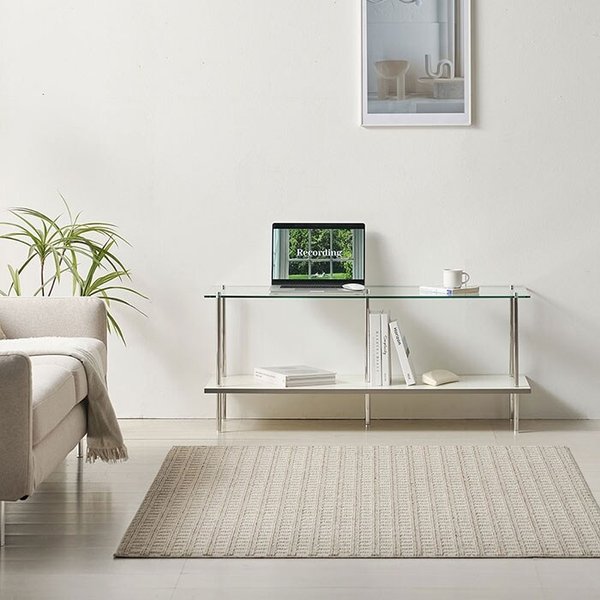 모노블랑 강화유리 모듈 선반 거실장 장식장 진열장 주방수납장 2단 1200 IK5006R (착불)