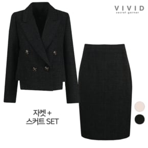 VIVID SET 여성 겨울 슬릿트위드자켓+스커트 정장세트