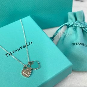 티파니앤코 미니 더블 하트 태그 16/18inch 블루 팬던트 목걸이 TIFFANY MINI DOUBLE HEART TAG