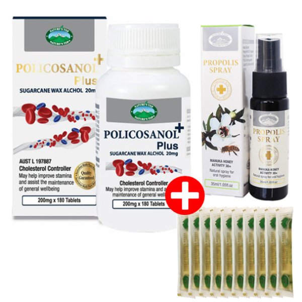 네이쳐스탑 폴리코사놀 플러스 20mg 180정 2개 프로폴리스 스프레이 35ml 2개 사은품 증정