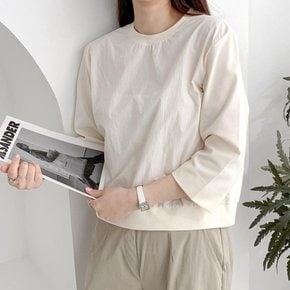 [옷자락] 여자 봄 여름 칠부티 라운드넥 베이직핏 무지 티셔츠