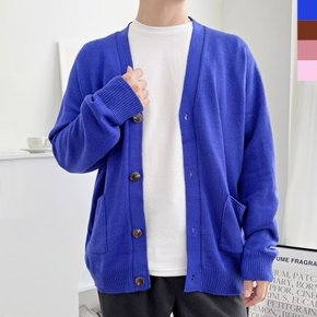 블레오 남자 가을 브이넥 오버핏 데일리 니트 가디건