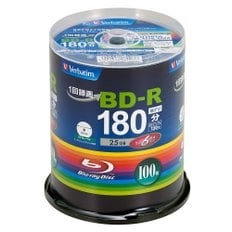 BD-R 25GB VBR130RP100SV4 바르바템 100 블루레이 디스크 싱글 레코딩용 화이트