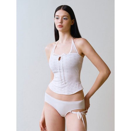 비나제이(vinaj) 레이어드 홀터 레이스 비키니브라 (White)