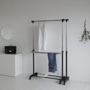 무브 2단 더블 확장형 이동식 옷걸이 행거 DF927236