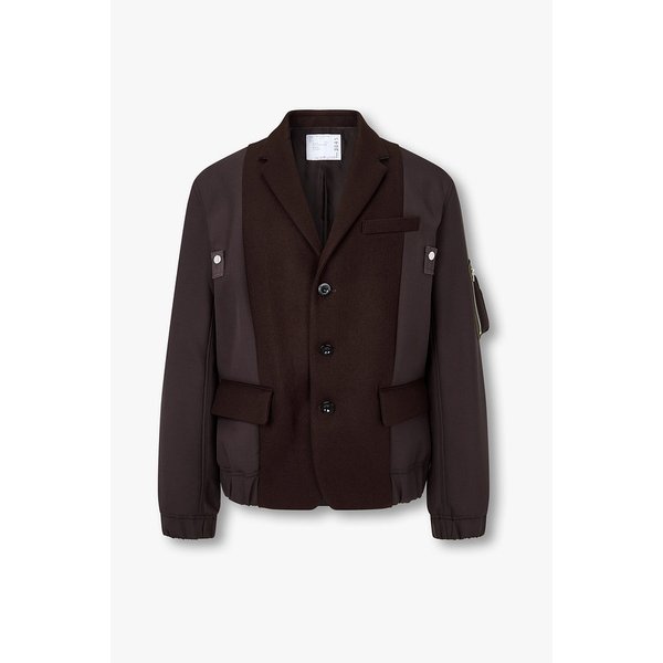 남성 배색 패치 울 멜턴 싱글 자켓 (체리 브라운) 6425301139000