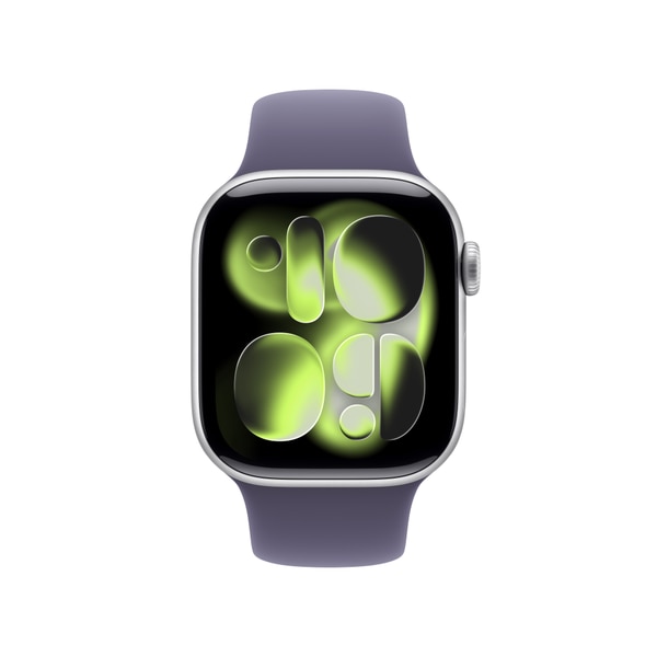 (1차) 애플워치 11 GPS 42mm 실버 알루미늄, 퍼플 포그 스포츠 밴드 (SM) MEU64KH/A
