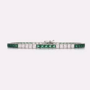 Bicolor Emerald Green Tennis Bracelet SSKA105BWG160