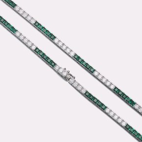 Bicolor Emerald Green Tennis Bracelet SSKA105BWG160