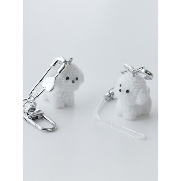 귀여운 미니 말티즈 하얀 강아지 열쇠고리 키링