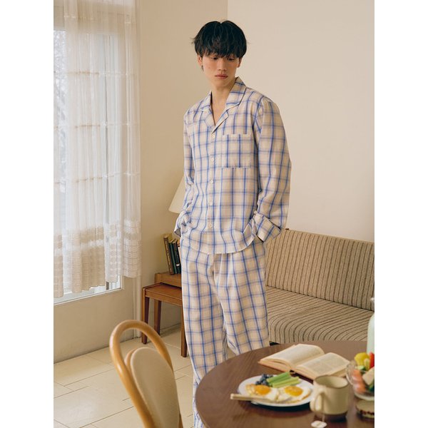 후즈 긴팔 남성페어 블루 (32수)