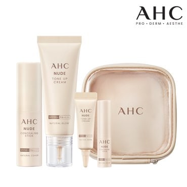 AHC 누드톤업크림 40ml+누드컨실링스틱10g+누드트라이얼키트(크림5ml+스틱3.5g)+누드파우치