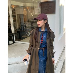 헤지스레이디스 [25SS][HSCO-5A212] 헤지스레이디스 탈착후드 면혼방 허리스트링 야상형 롱코트