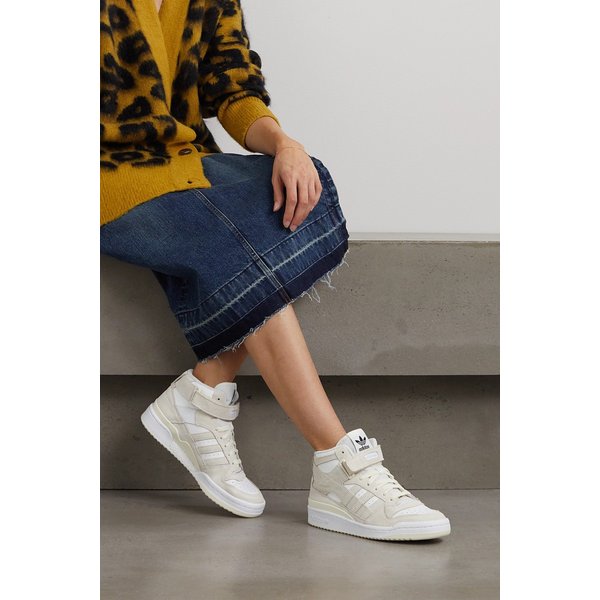 Forum Bonega Mid Suede-trimmed Leather High-top Sneakers 크림 43769801097590530