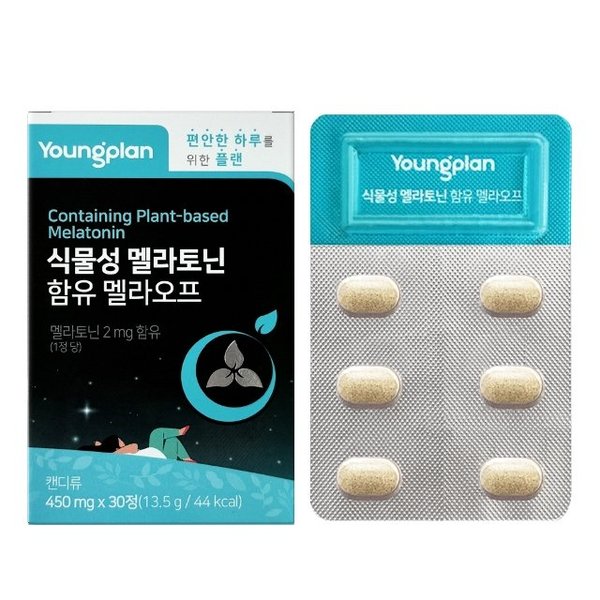 영진약품 식물성 멜라토닌 함유 멜라오프 450mg 30정 - 멜라토닌2mg함유