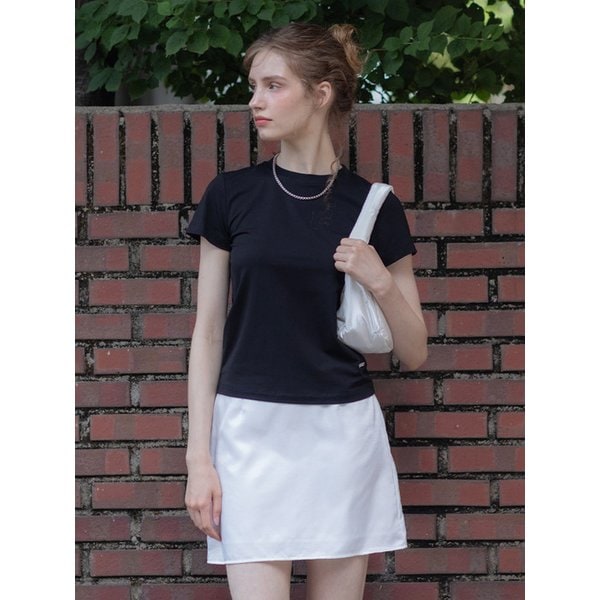 글로시 미니  미니멀 스커트 Glossy Mini Minimal Skirt White