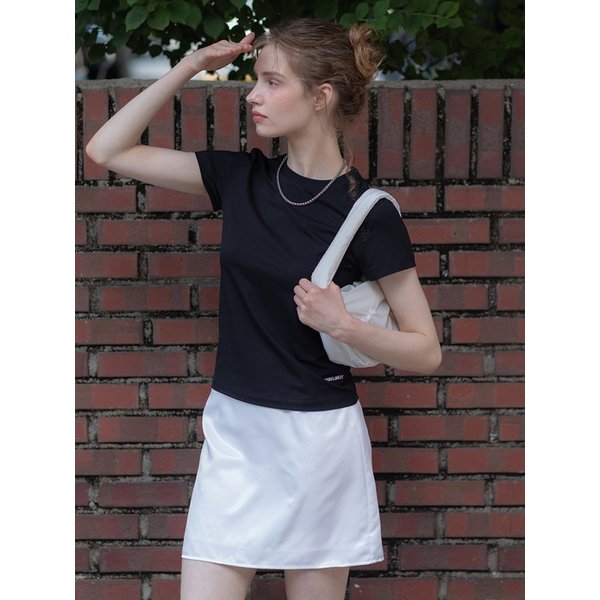 글로시 미니  미니멀 스커트 Glossy Mini Minimal Skirt White