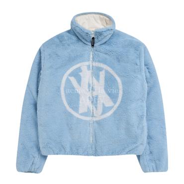 아크메드라비 REVERSIBLE A LOGO EMBLEM FAKE FUR JACKET SKY BLUE-A로고퍼자켓