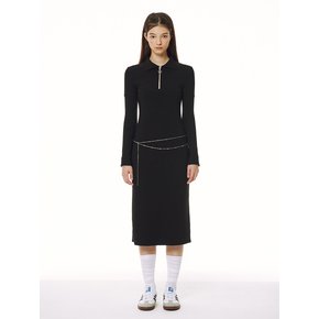 HALF ZIP UP BLACK DRESS 블랙 롱 원피스