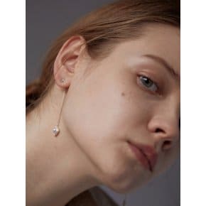 [Silver] Swarovski & One Natural Pearl drop earrings