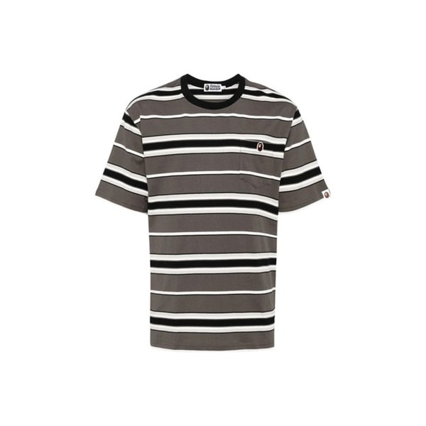 원 포인트 스트라이프 포켓 티셔츠 0ZXTEM109005N BKX
