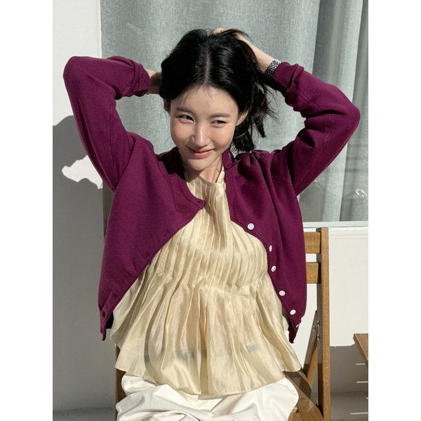 Q Stitch Point Viscose Cardigan_Grape