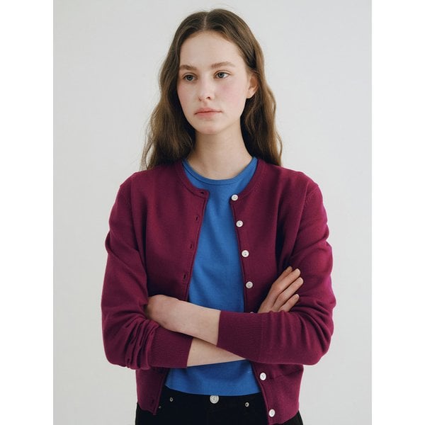 Q Stitch Point Viscose Cardigan_Grape