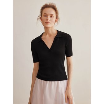 와이와이아이엠 YY_V-neck black knit top