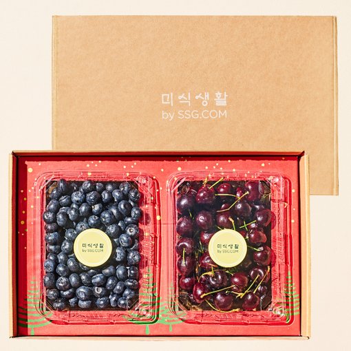 [택배배송] Berry Cherry 크리스마스 파티용 기획박스 (블루베리400g+체리400g)