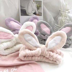 토끼 귀 세안 헤어 머리 클렌징 마사지 샤워 극세사 밴드 4컬러 Bunny Ears Shower Hair Band 4 Colors