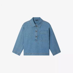 5480415 SOEUR Austin button-neck boxy denim shirt