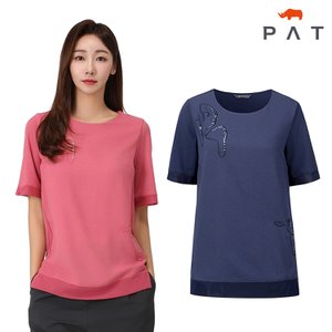 PAT 메쉬 배색 티블라우스_1H45362