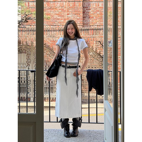 [3차] [지구 PICK] Straight Pocket Cotton Skirt_WHITE