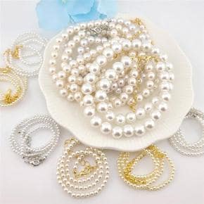 비즈팡 N-001-00아크릴진주목걸이줄 2.5/3/4/4.5/6/8/10mm 40cm+조정자 11종 1개