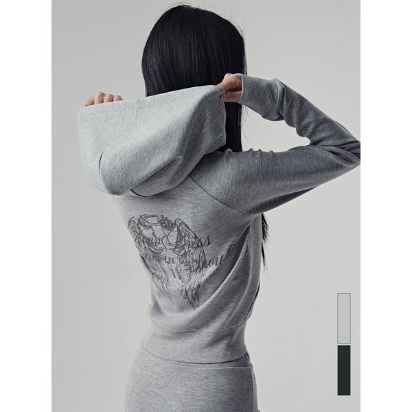 다크 윙 크롭 후디 집업_2Colors