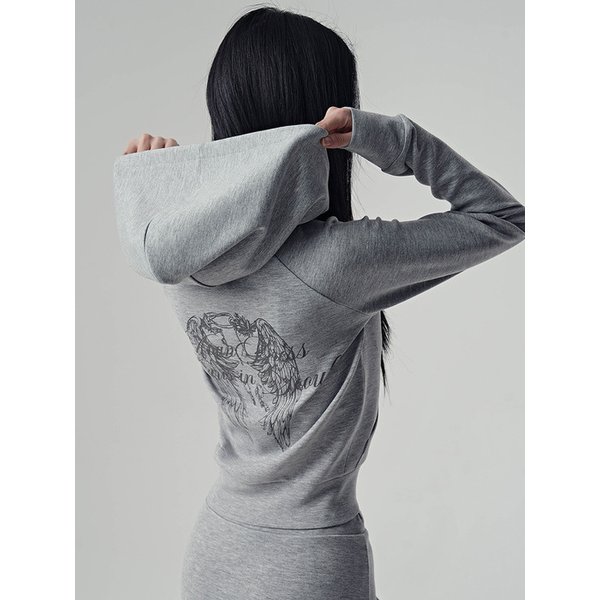 다크 윙 크롭 후디 집업_2Colors