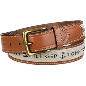 영국 타미힐피거 머플러 Tommy Hilfiger Men`s Ribbon Inlay Fabric Belt with Single Prong Buc