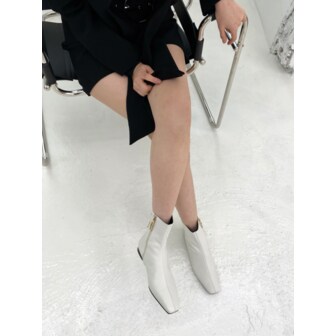 메이엘듀 Ring Point Flat Ankle Boots - MD1089b Ivory