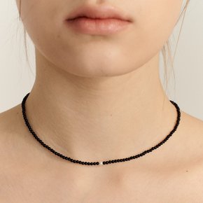 [In516]Onyx Line Silver Necklace