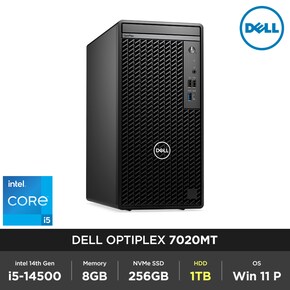 옵티플렉스 7020MT i5-14500 8GB 256GB 1TB Win 11Pro 사무용 주식 업무용 컴퓨터