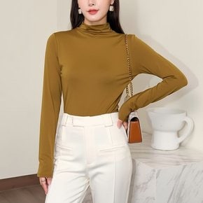 벨라도나 여성 겨울 머스타드 모크넥 고스판 긴팔티셔츠 목폴라티 터틀넥티 F25M403TW(U)