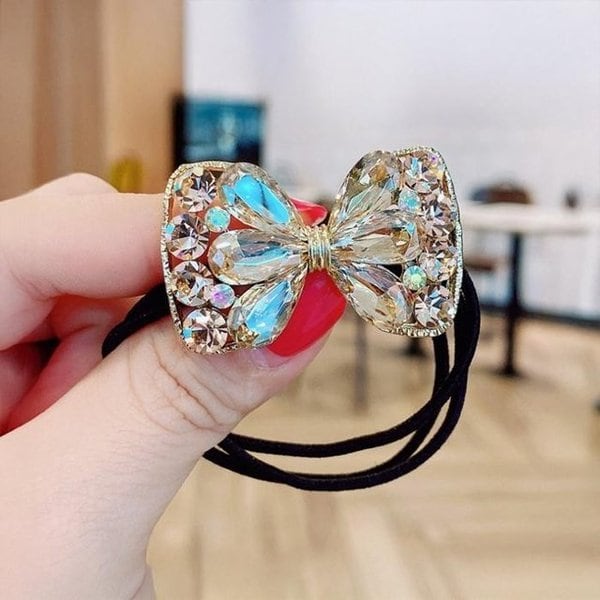 [써니 패션] 고급 데일리 큐빅 리본 헤어 머리끈 2개