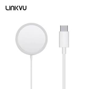 Linkvu V-12 맥세이프 호환 무선충전기 마그네틱 무선충전패드 USB Type-C 변환젠더 메탈링 사은품증정