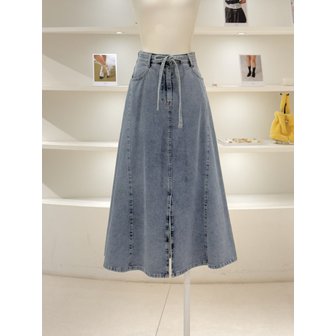 듀엘 [여주점] 여성 밑단 트임 데님 스커트 (L262PSD431)