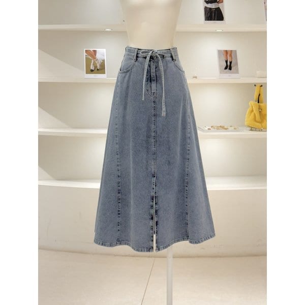 [여주점] 여성 밑단 트임 데님 스커트 (L262PSD431)